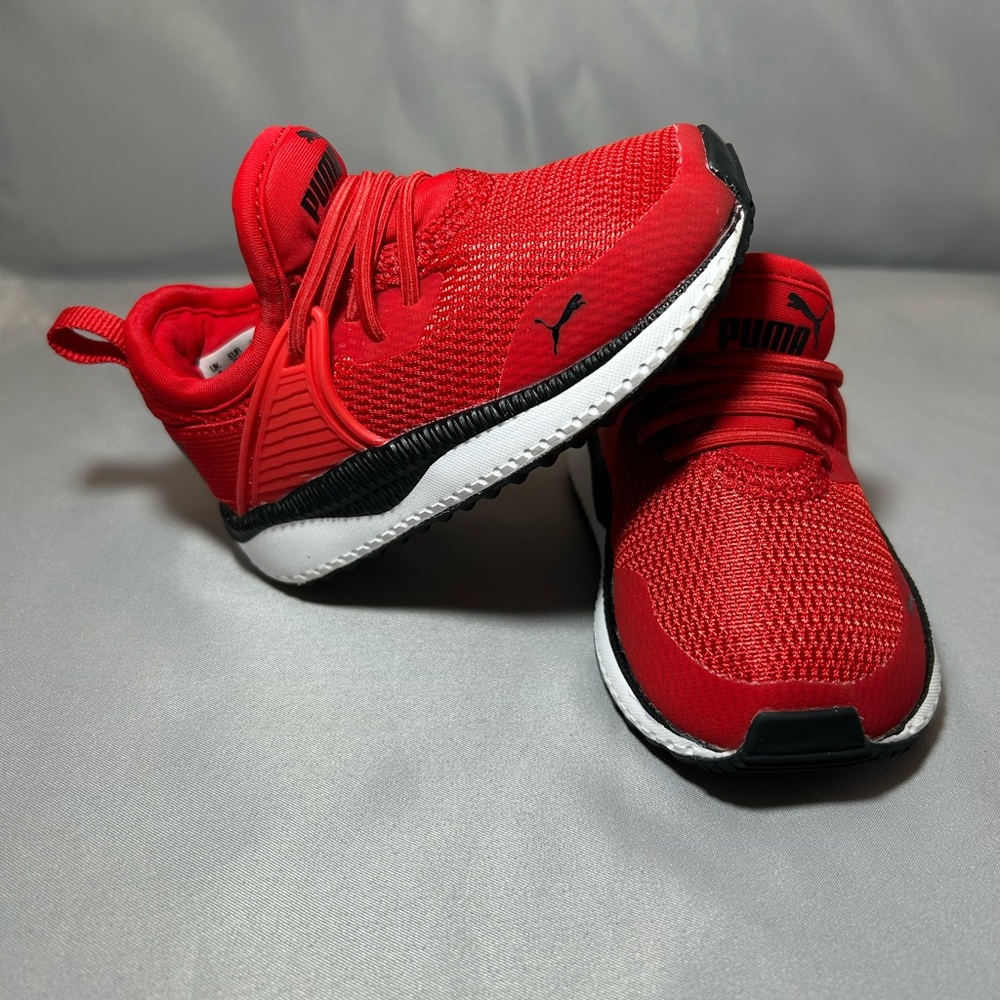 Puma Pacer Next Cage Infant Red Lace Running Shoes Sneakers Size 5C